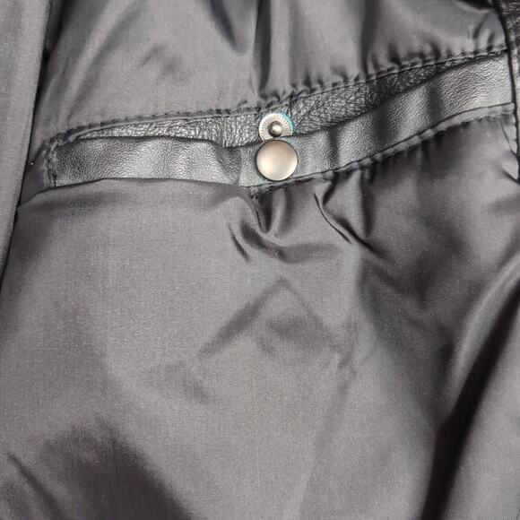 VTG Wilsons Leather Bomber Jacket Men's M Black USA Flag International Flags - Picture 8 of 16